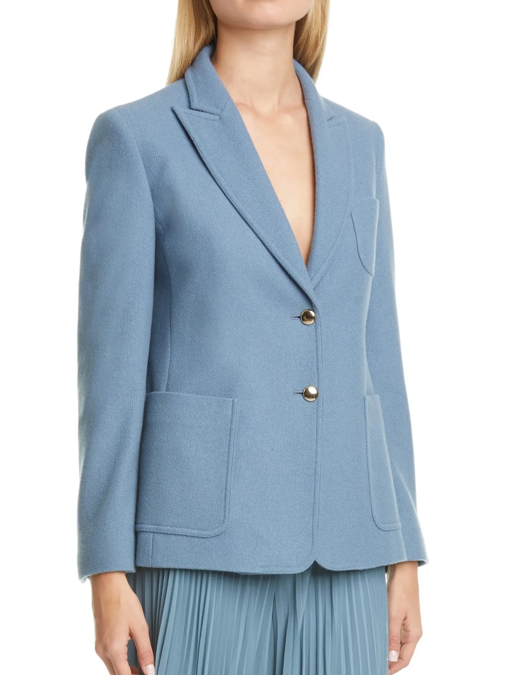 Max Mara "Zero" Cashmere Classic Blazer Dusty Blue